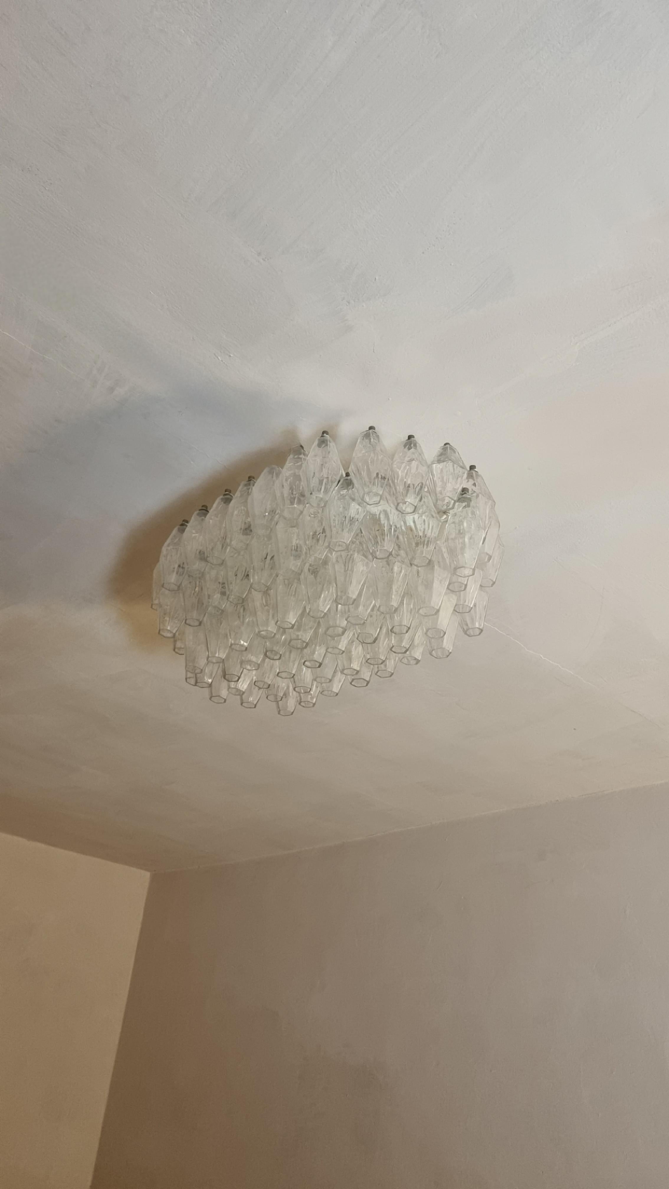 Mid-Century moderno Poliedri ceiling lamp designed by Carlo Scarpa for Venini 1958