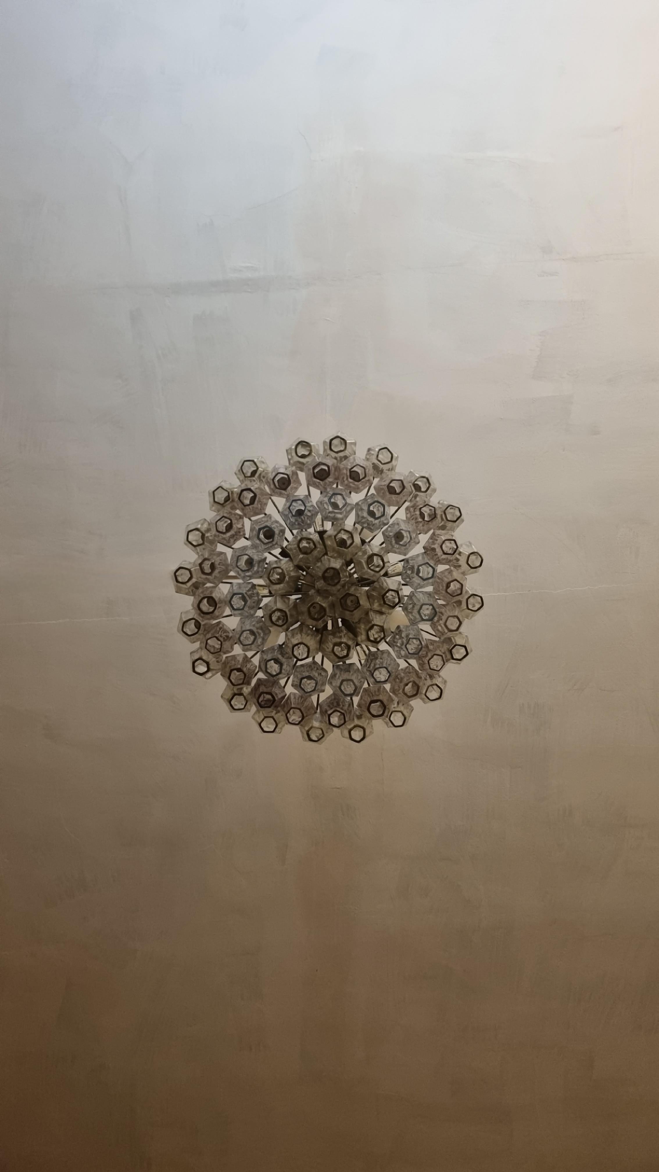 Italian Poliedri ceiling lamp designed by Carlo Scarpa for Venini 1958 For Sale