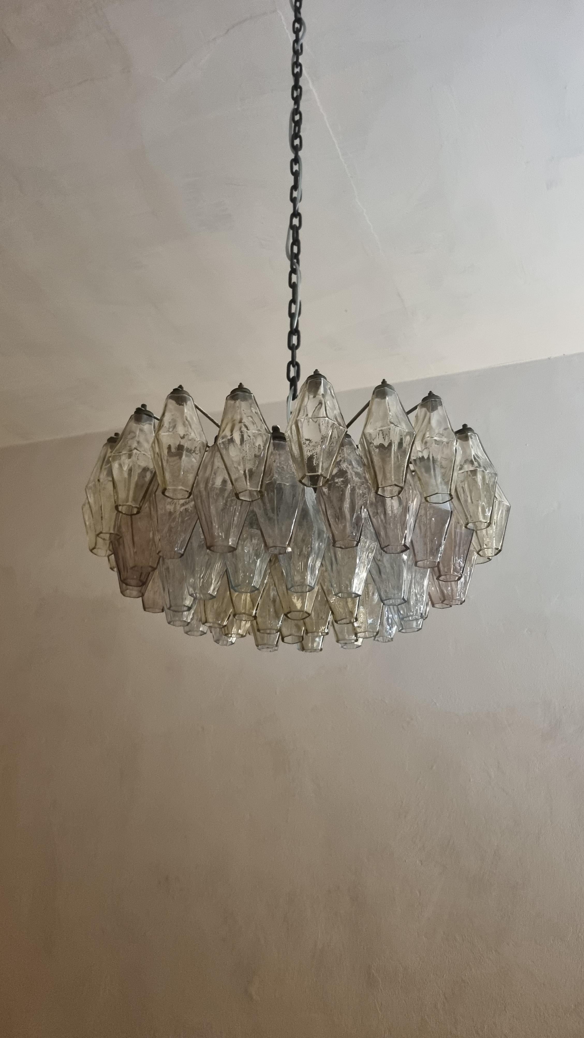 Poliedri ceiling lamp designed by Carlo Scarpa for Venini 1958 In Good Condition For Sale In Arezzo, Italy