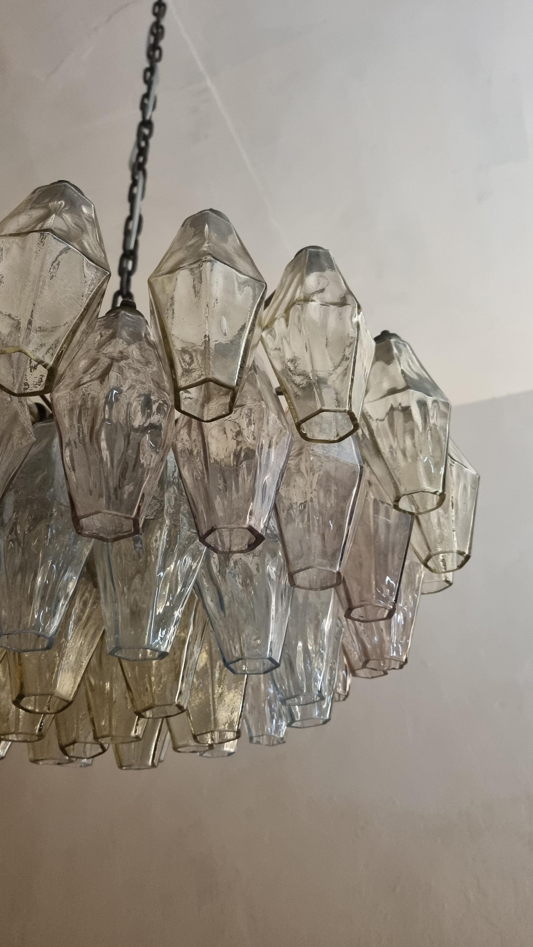 Brass Poliedri ceiling lamp designed by Carlo Scarpa for Venini 1958 For Sale