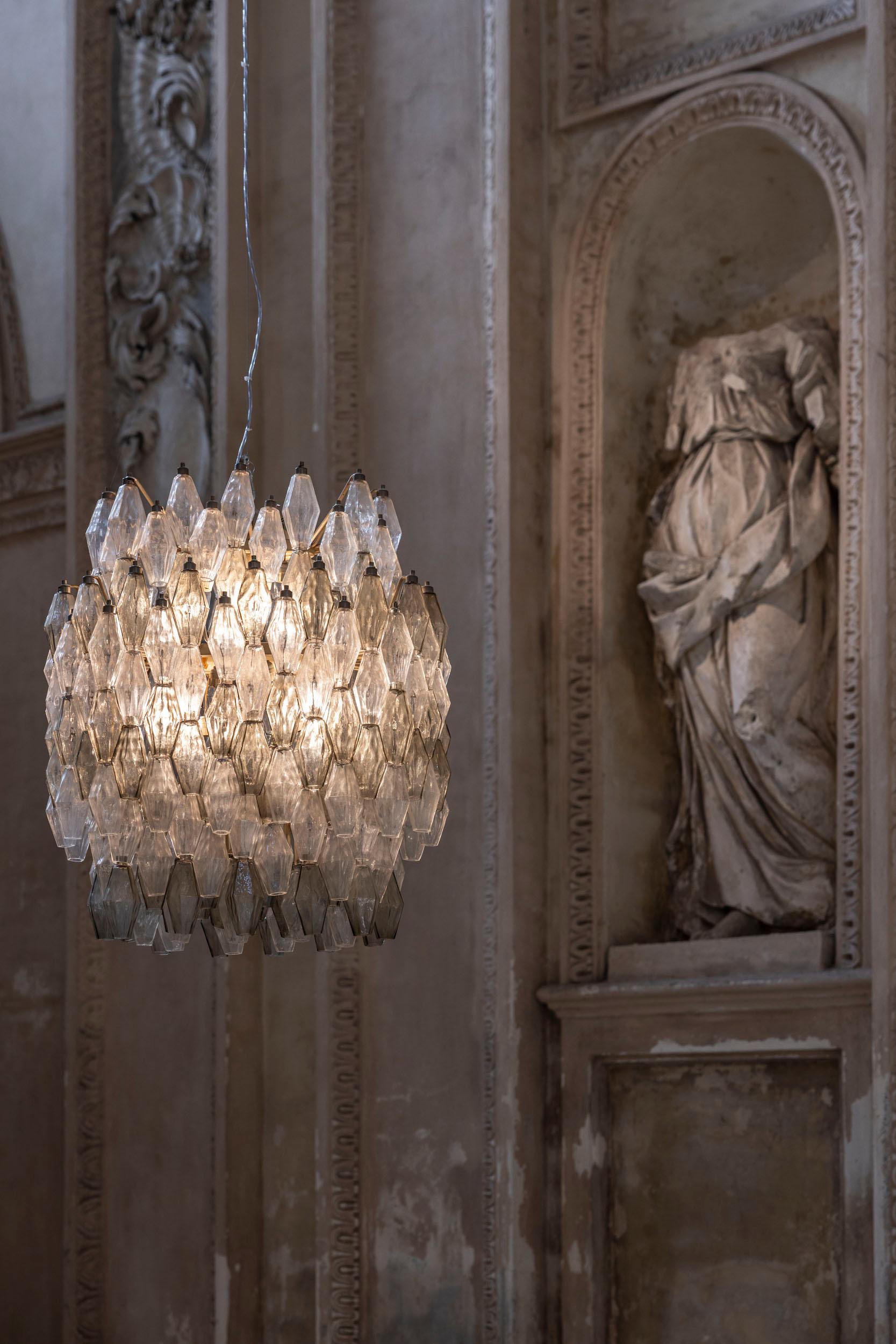 Mid-Century Modern Poliedri Chandelier Attributed to Carlo Scarpa for Venini For Sale
