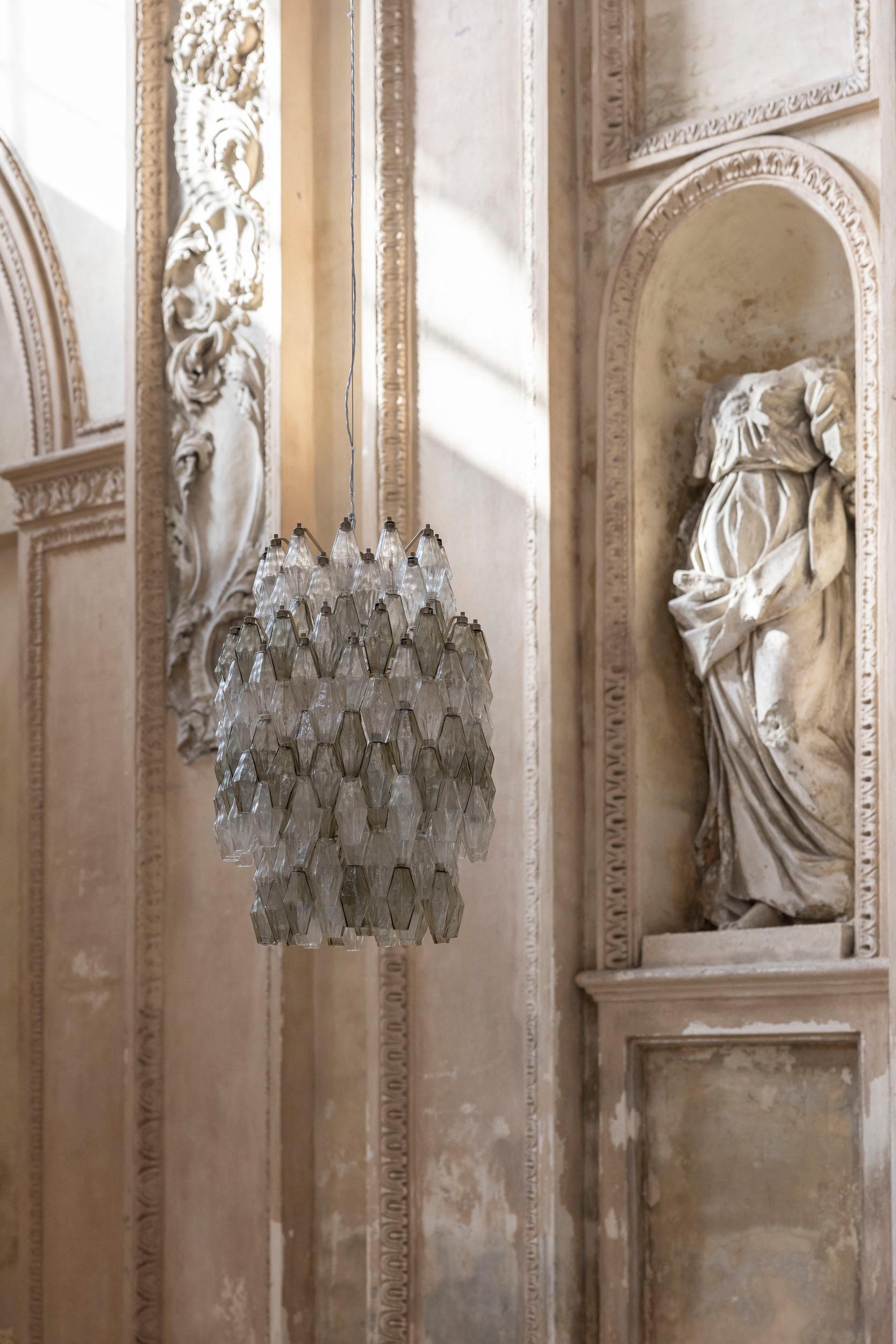 Italian Poliedri Chandelier Attributed to Carlo Scarpa for Venini For Sale