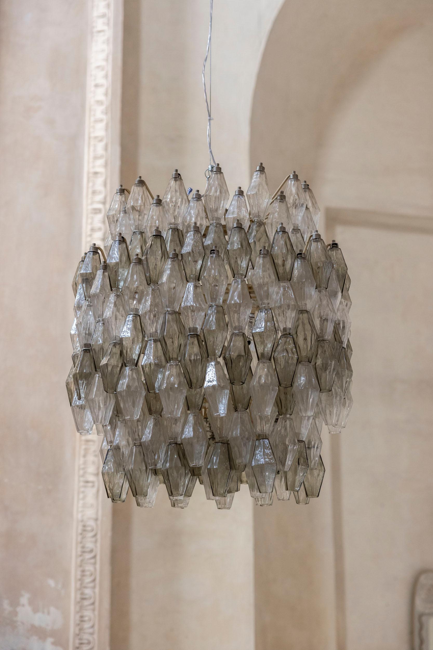 Poliedri Chandelier Attributed to Carlo Scarpa for Venini In Excellent Condition For Sale In Piacenza, Italy
