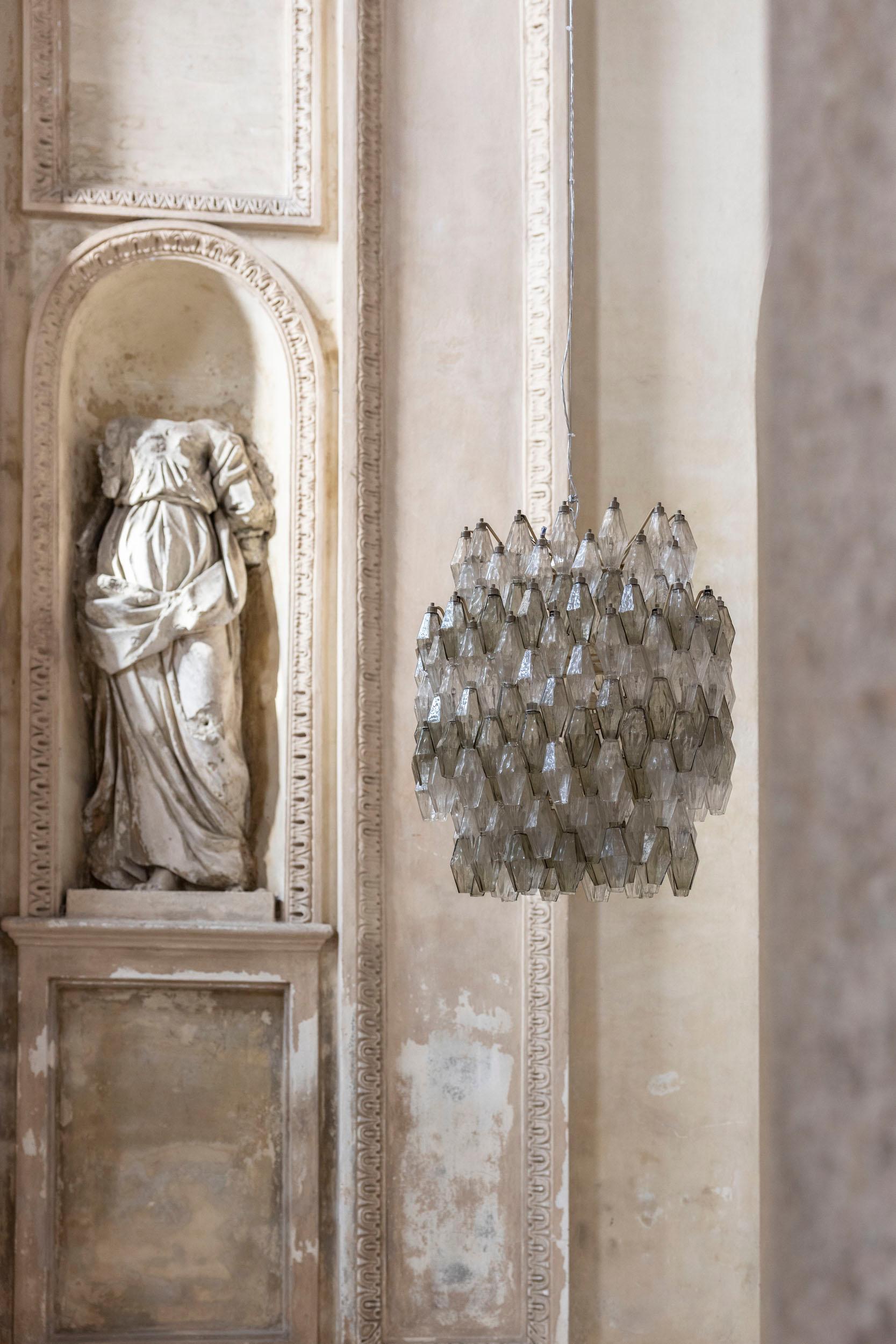 Mid-20th Century Poliedri Chandelier Attributed to Carlo Scarpa for Venini For Sale