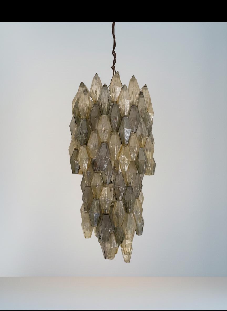 Mid-Century Modern Poliedri Chandelier in Murano Glass by Carlo Scarpa for Venini (First Edition) For Sale