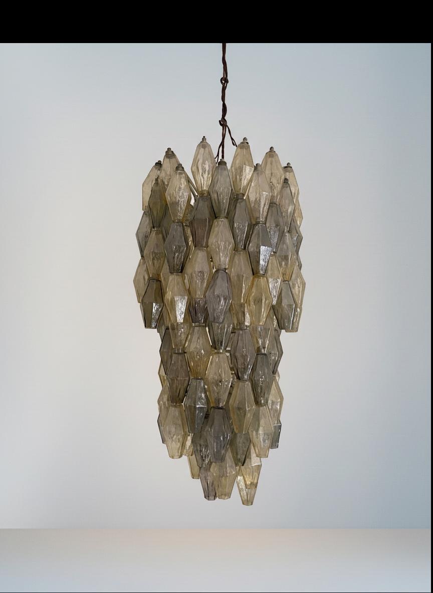 Italian Poliedri Chandelier in Murano Glass by Carlo Scarpa for Venini (First Edition) For Sale