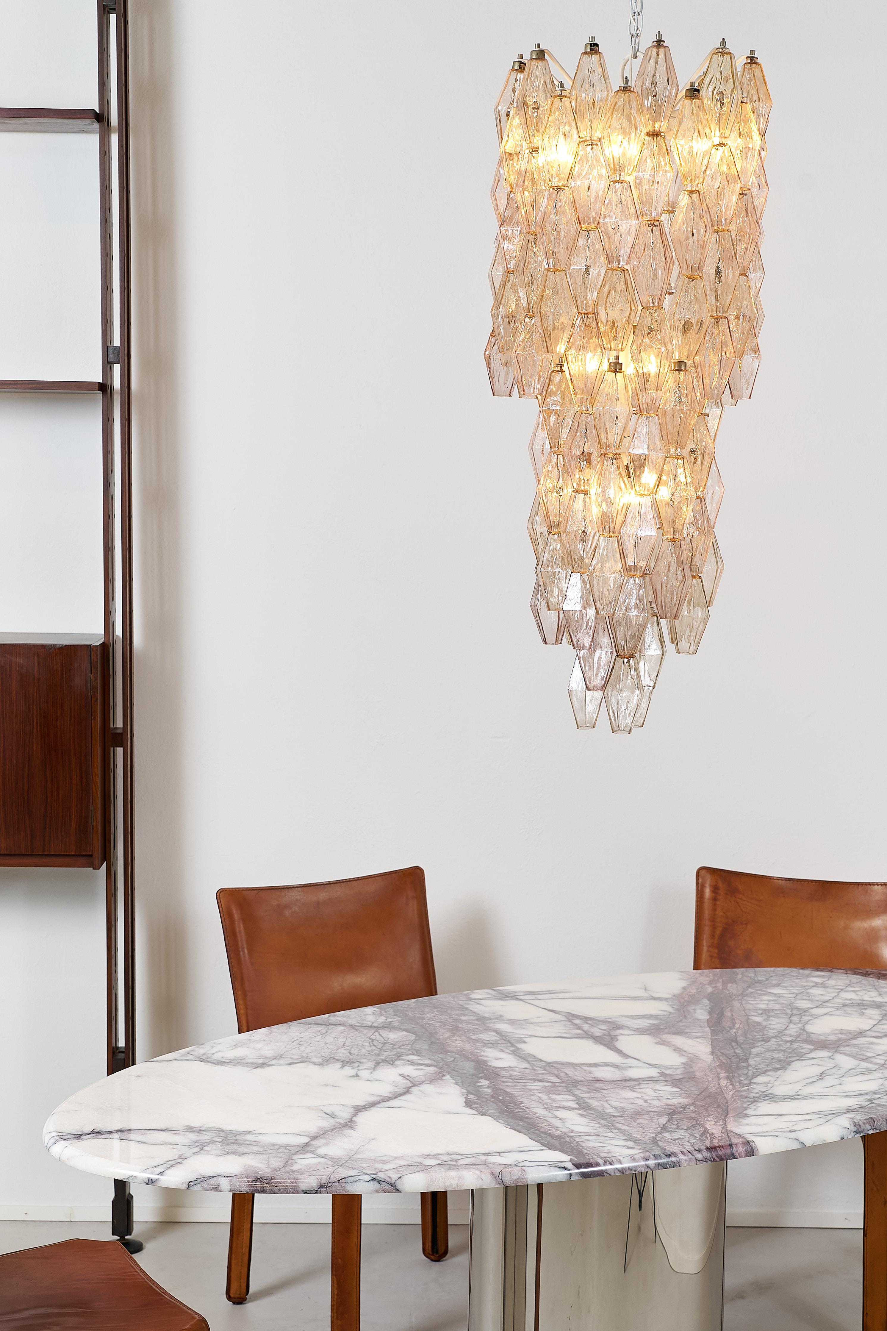 Poliedri-Kronleuchter aus Muranoglas von Carlo Scarpa für Venini, Italien, 1960er Jahre (Metall) im Angebot