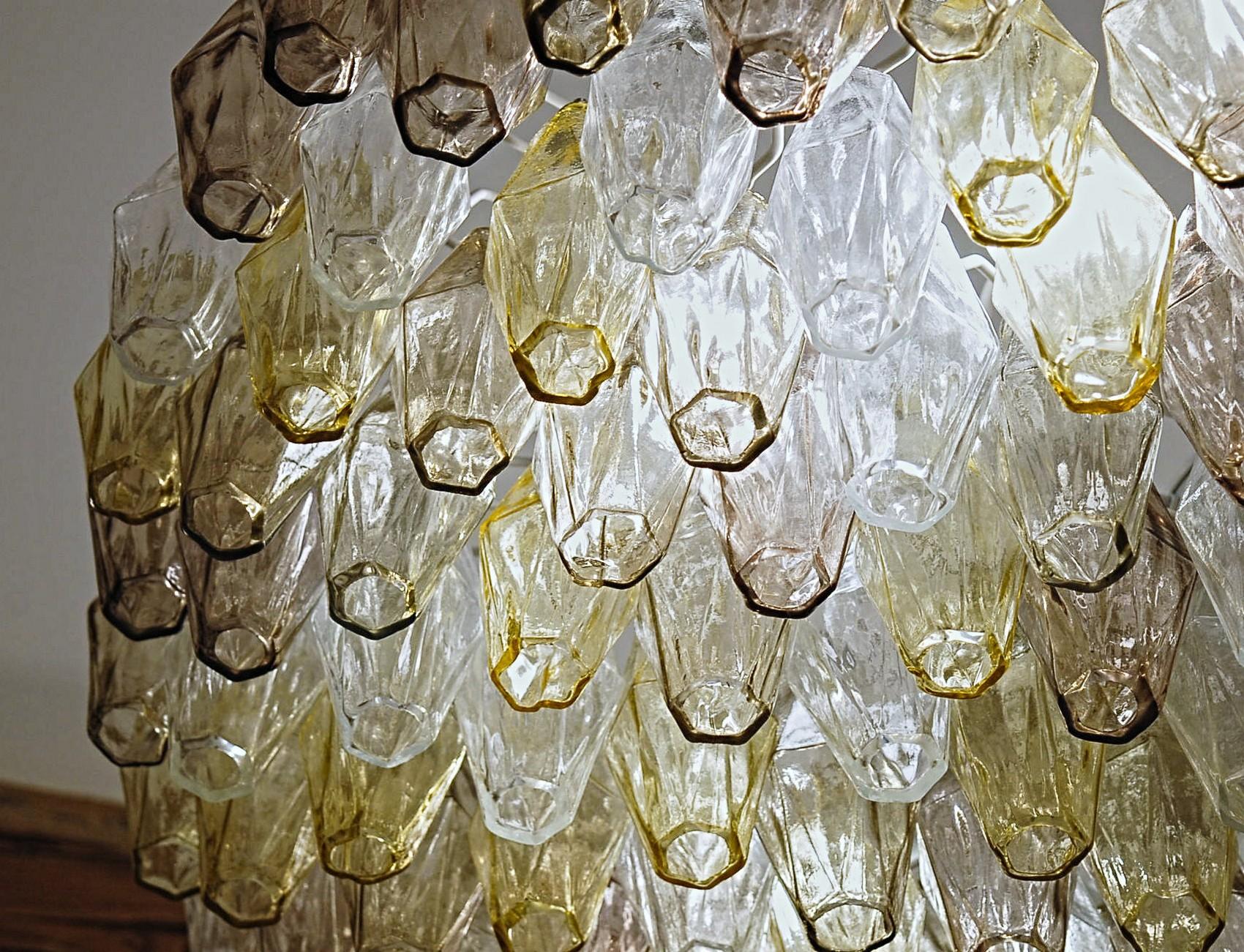 Poliedri Chandelier Murano Carlo Scarpa Venini Clear Amber Amethyst Glass 2