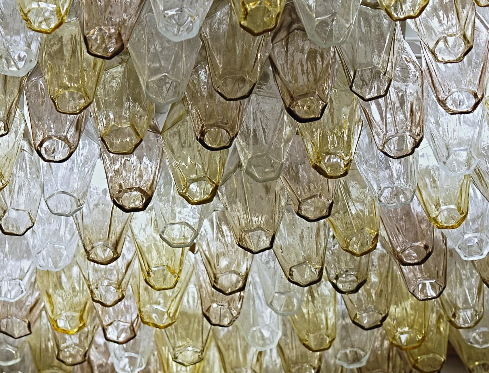 Poliedri Chandelier Murano Carlo Scarpa Venini Clear Amber Amethyst Glass 7