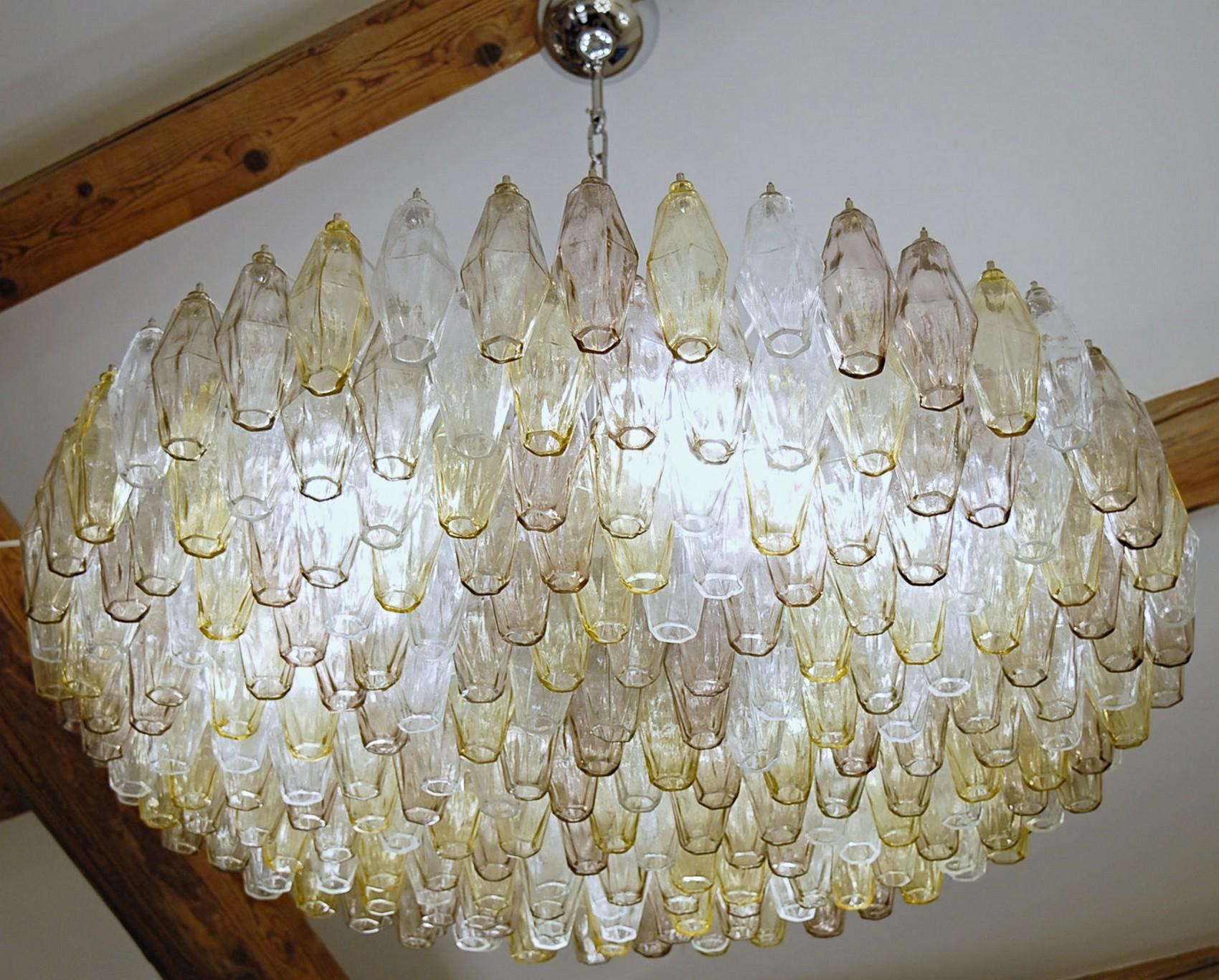 Poliedri Chandelier Murano Clear Amber Amethyst Glass 10