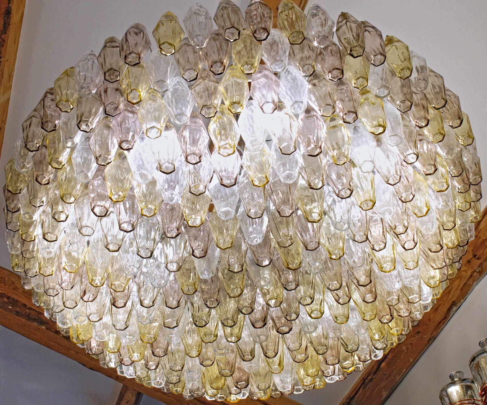 Poliedri Chandelier Murano, Clear Amber Amethyst Glass, 1980s 6