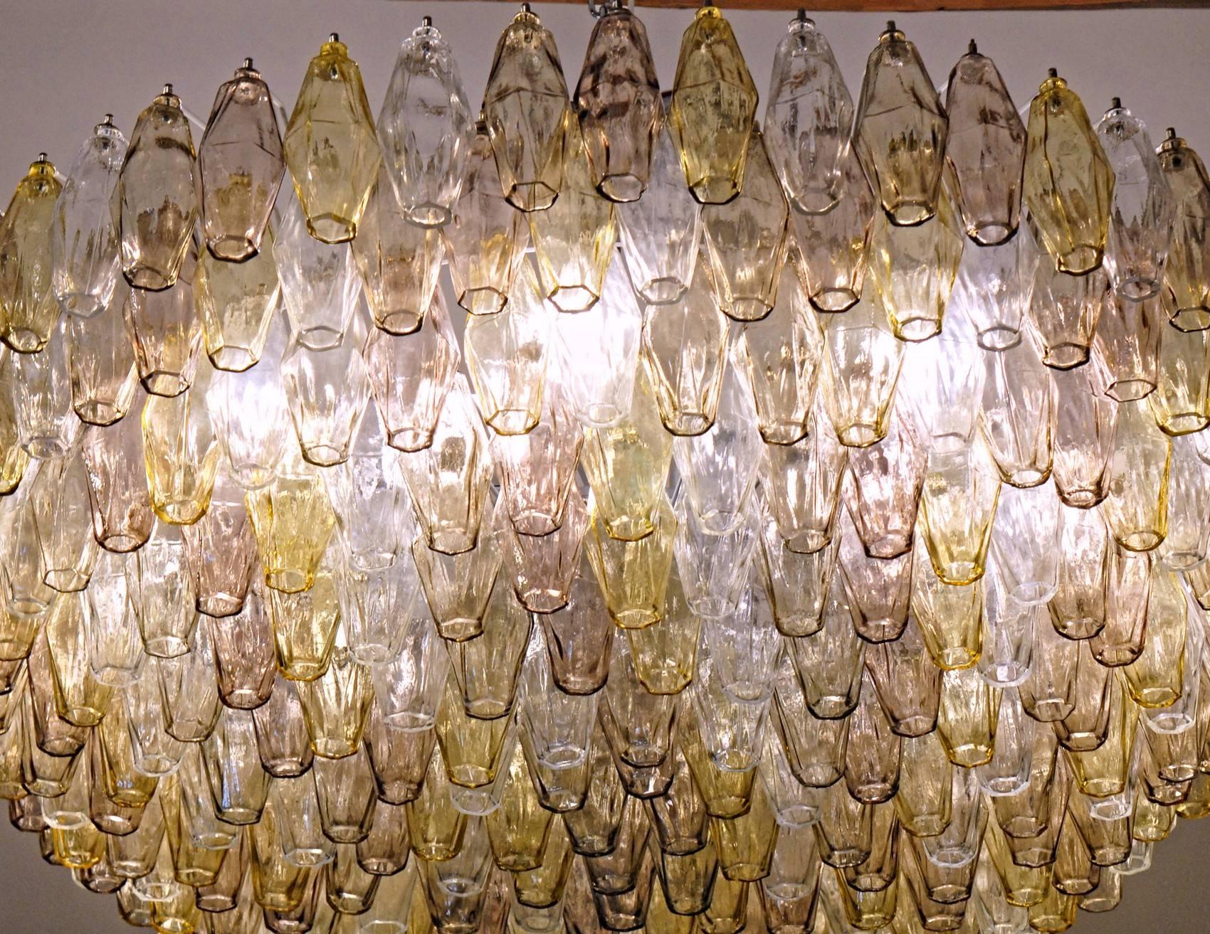Poliedri Chandelier Murano, Clear Amber Amethyst Glass, 1980s 8