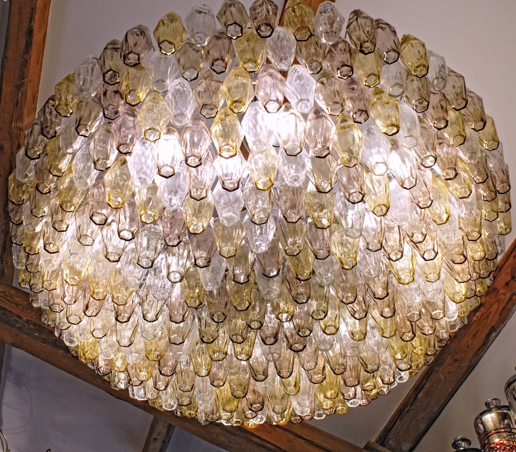 Poliedri Chandelier Murano, Clear Amber Amethyst Glass, 1980s 10