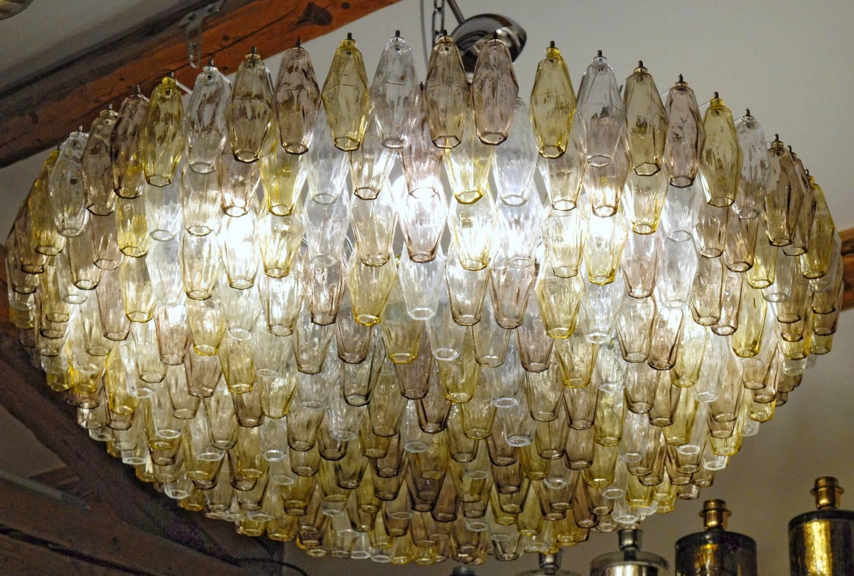 Poliedri Chandelier Murano, Clear Amber Amethyst Glass, 1980s 11