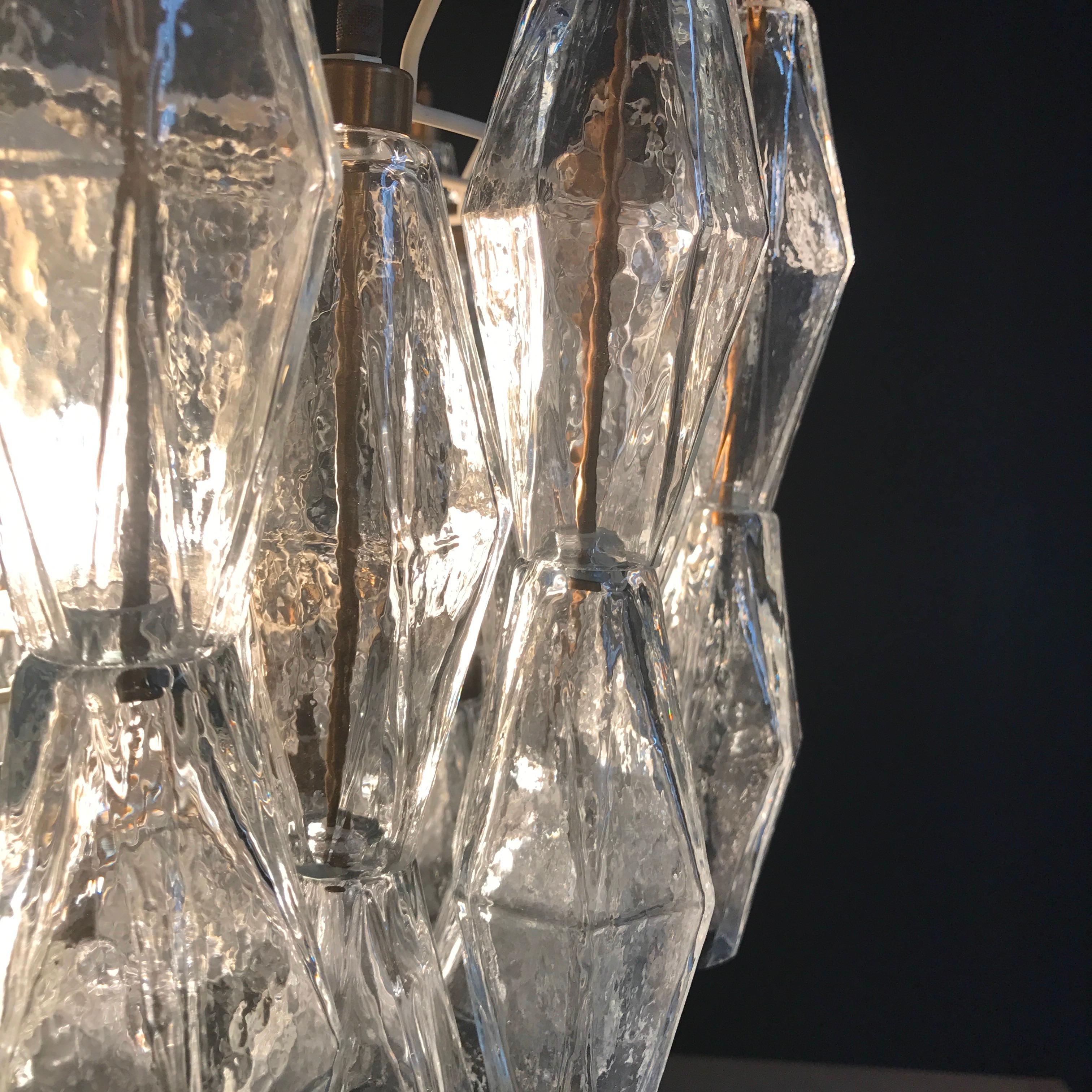 Mid-Century Modern Poliedri Murano Glass Chandelier Carlo Scarpa Style, 1980' For Sale