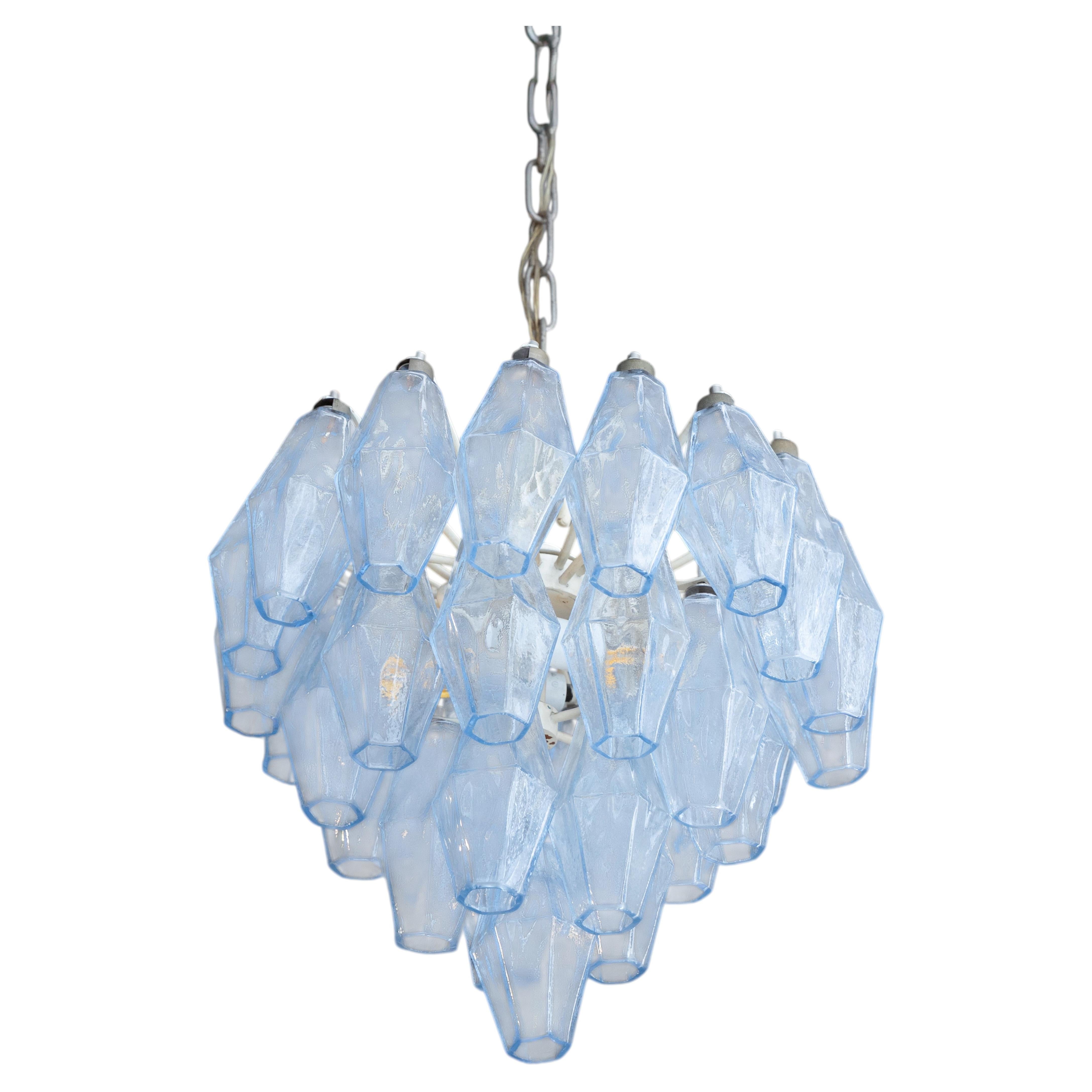 Poliedri Venini  ceiling lamp blue, 1960