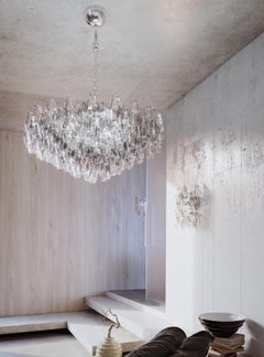 Elegant suspended Murano blown glass chandelier  Poliedri of VENINI Official
