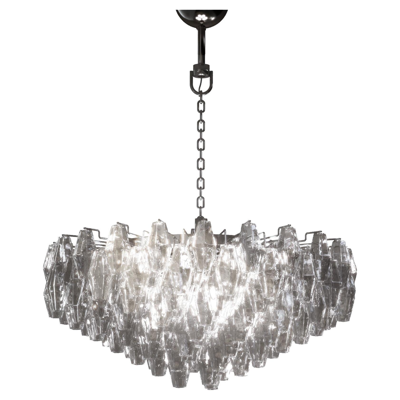 Elegant suspended Murano blown glass chandelier  Poliedri of VENINI Official