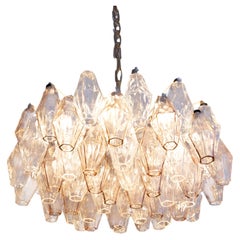 Poliedri Venini pendant pink lamp, 1960