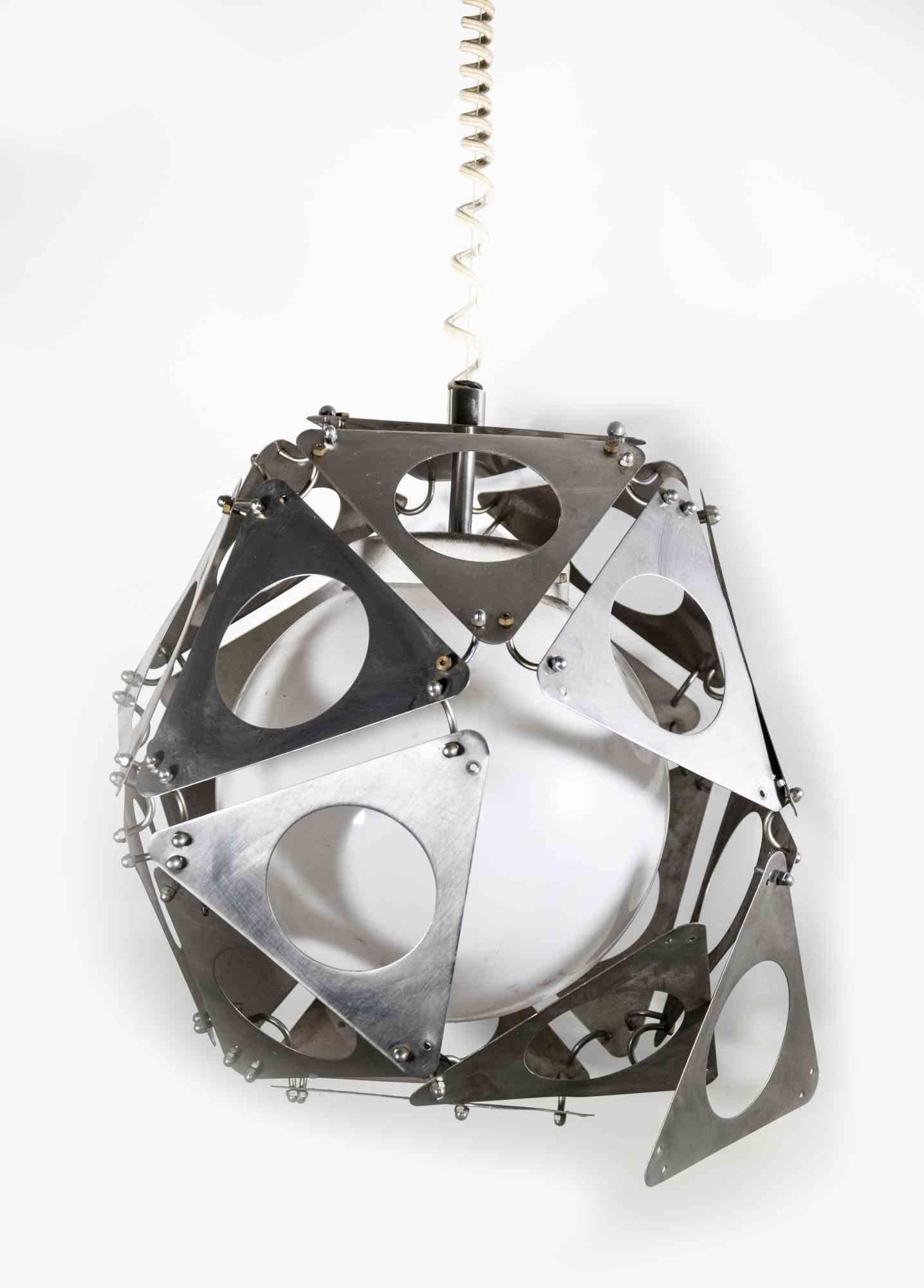 Italian Poliedric Chandelier Lamp, 1970s For Sale