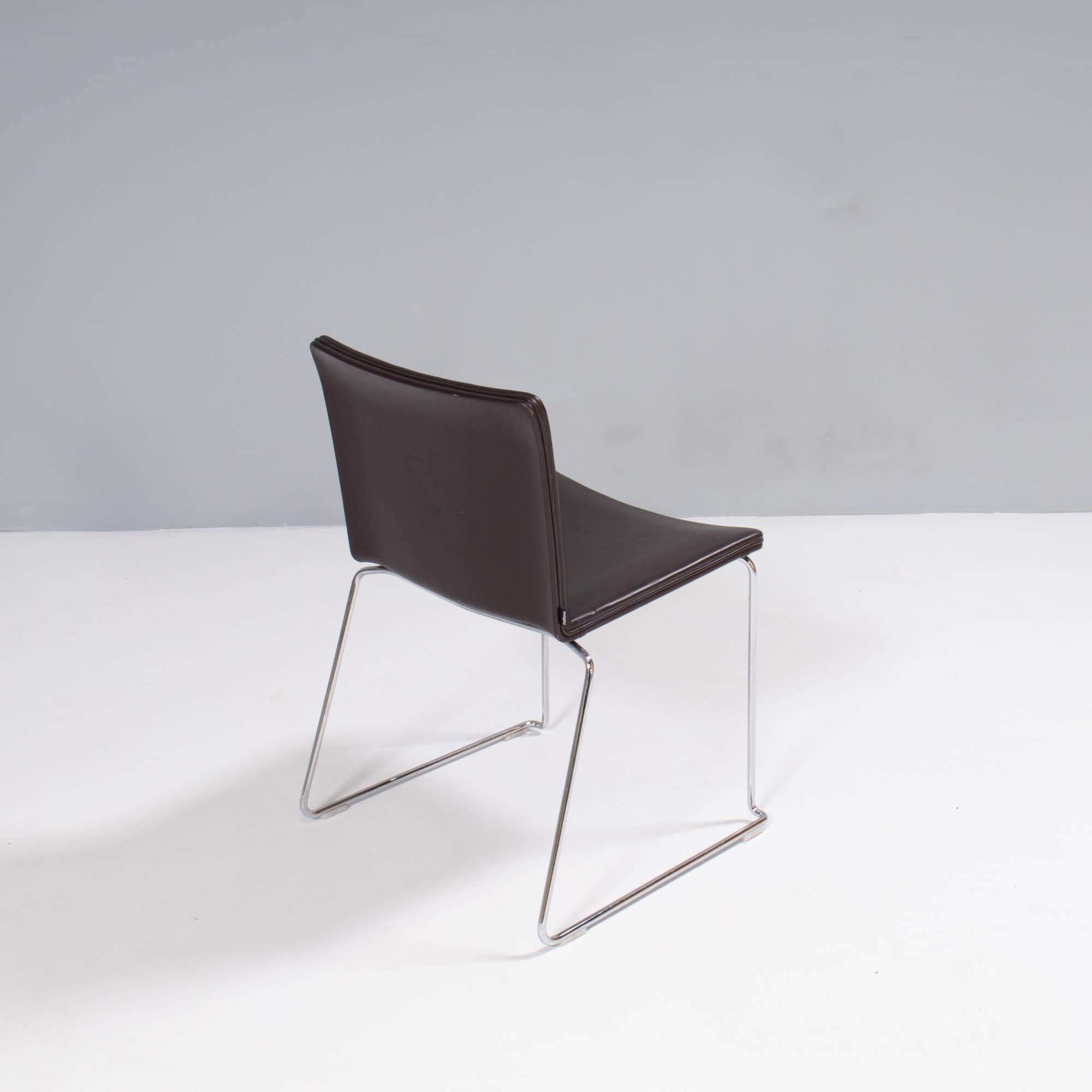 Italian Poliform by Mario Mazzer Nex Brown Leather Dining Chair