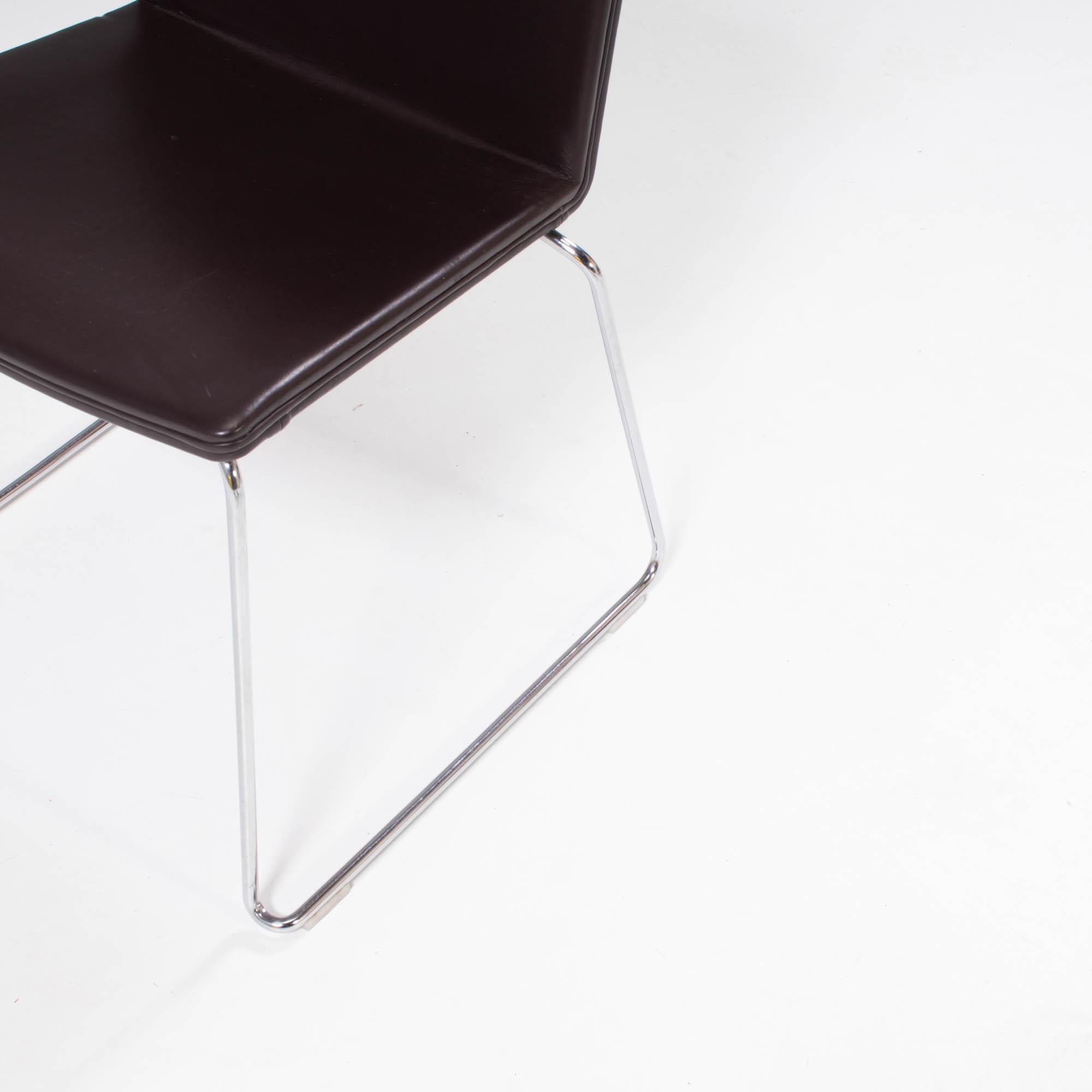 Contemporary Poliform by Mario Mazzer Nex Brown Leather Dining Chair