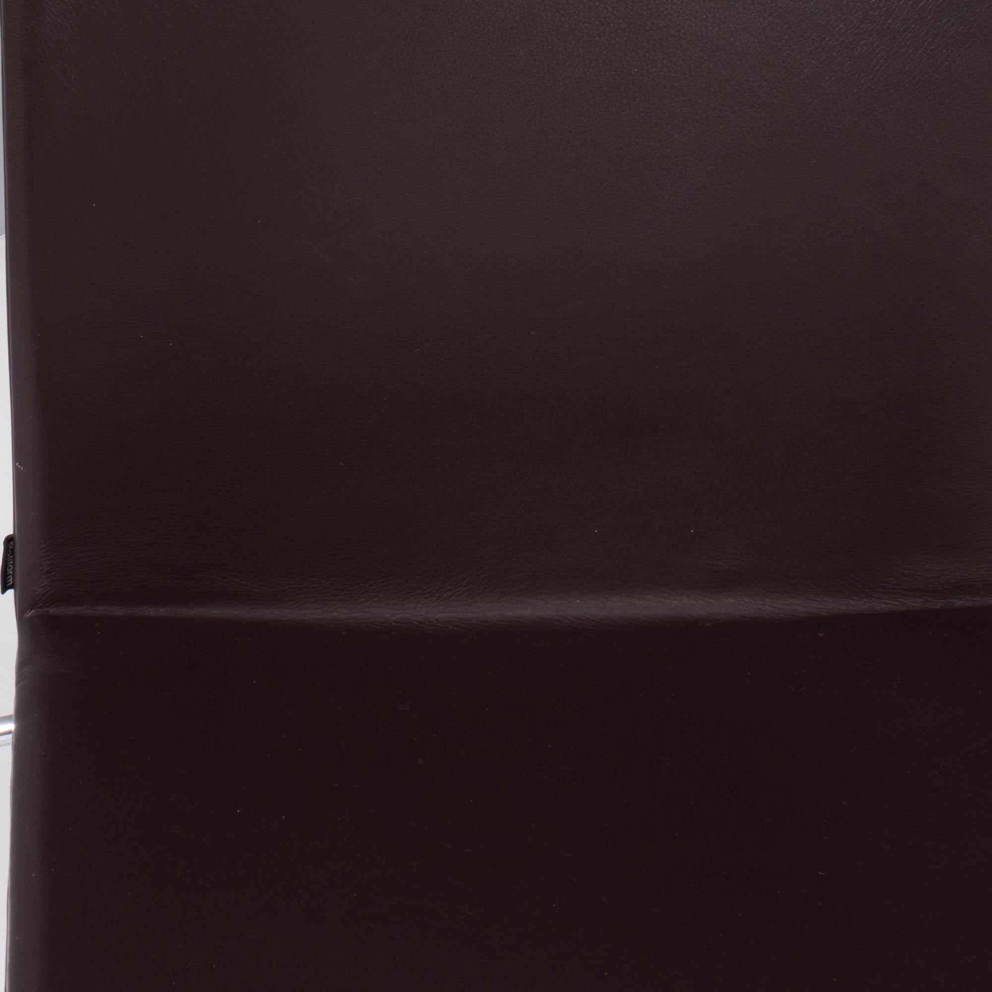 Chaise de salle à manger Poliform en cuir marron Nex de Mario Mazzer 2