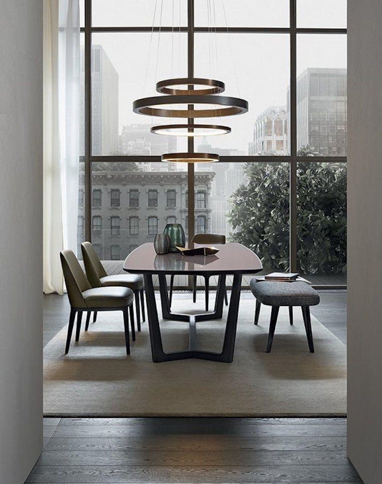 Poliform Grace Dining Chair without Arms in Fabric or Leather and Solid Wood Base For Sale at 
