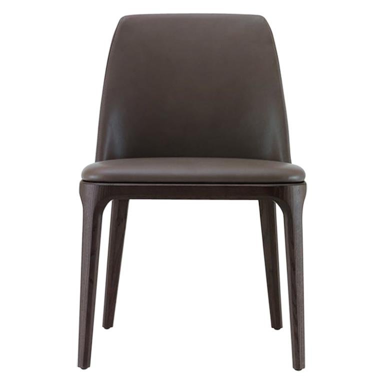 Poliform Grace Dining Chair without Arms in Fabric or Leather and Solid
