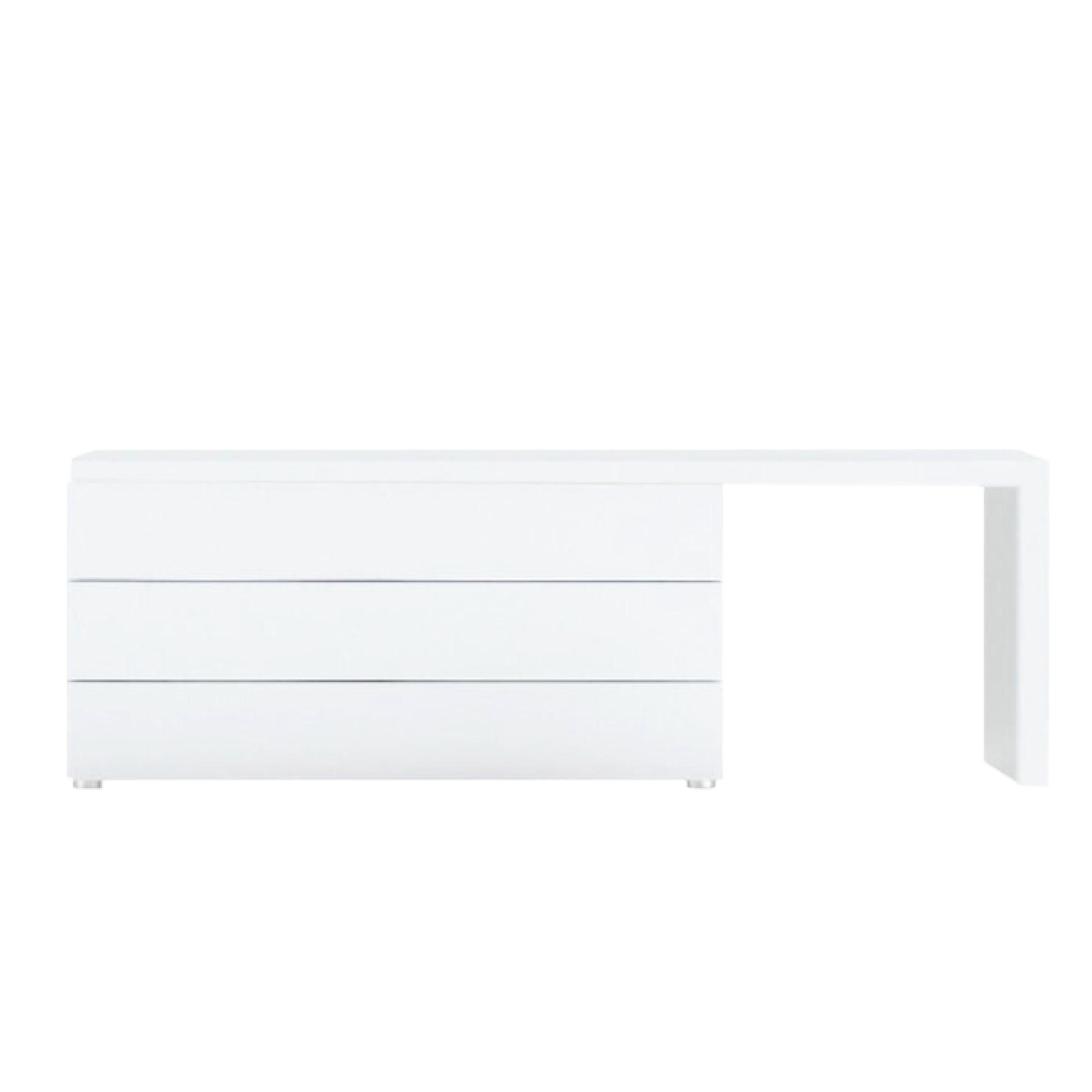 Organic Modern Poliform Italy Dream Collection White Lacquer Modular Dresser with Table, Desk