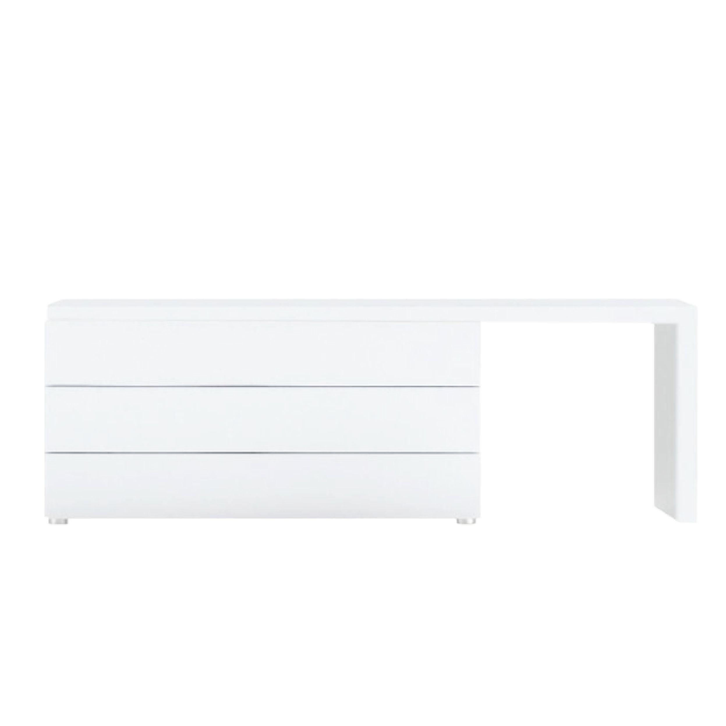 Lacquered Poliform Italy Dream Collection White Lacquer Modular Dresser with Table, Desk