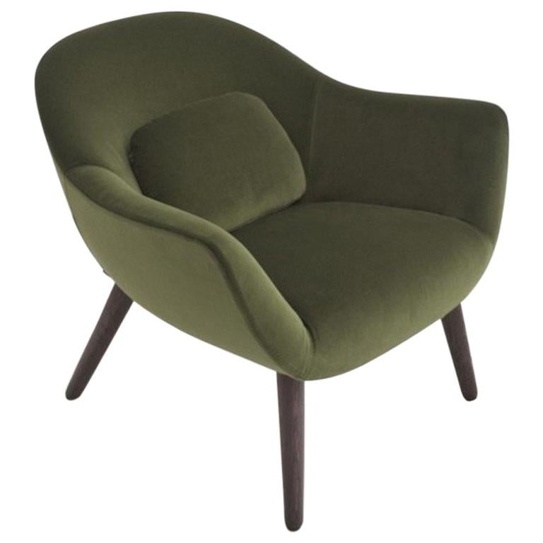 Poliform Mad Armchair by Marcel Wanders in Velvet or Fabric Covering 
Wood Legs For Sale