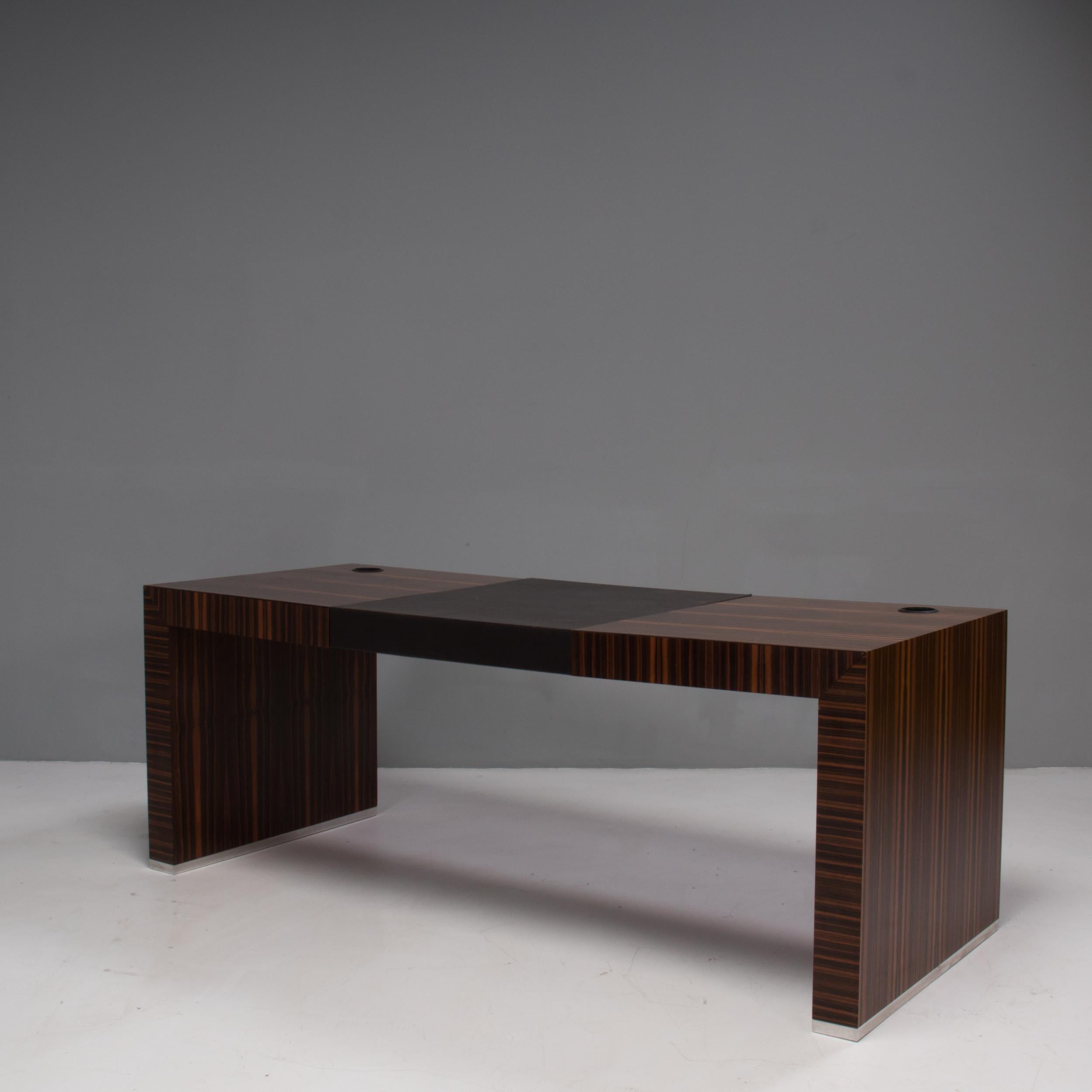 Poliform Wood & Leather Desk With Storage Units 1