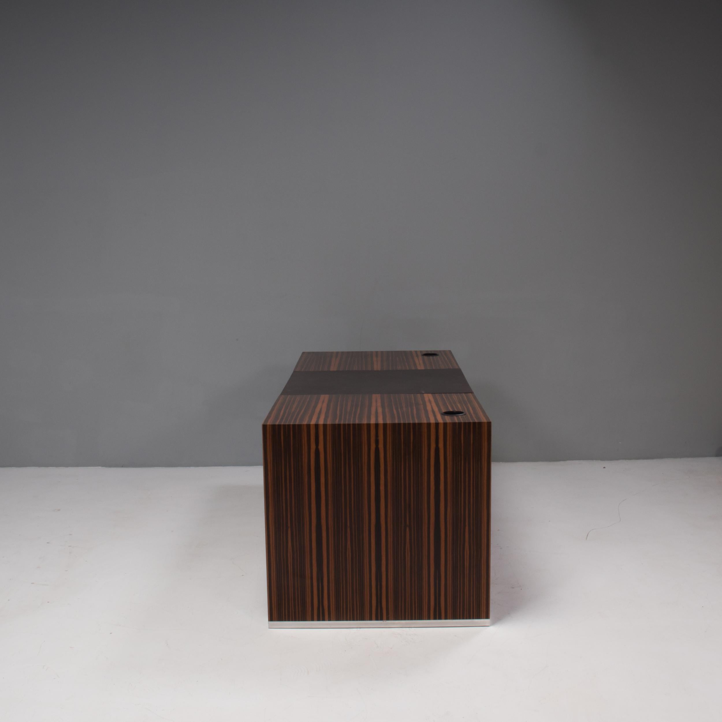 Poliform Wood & Leather Desk With Storage Units 2