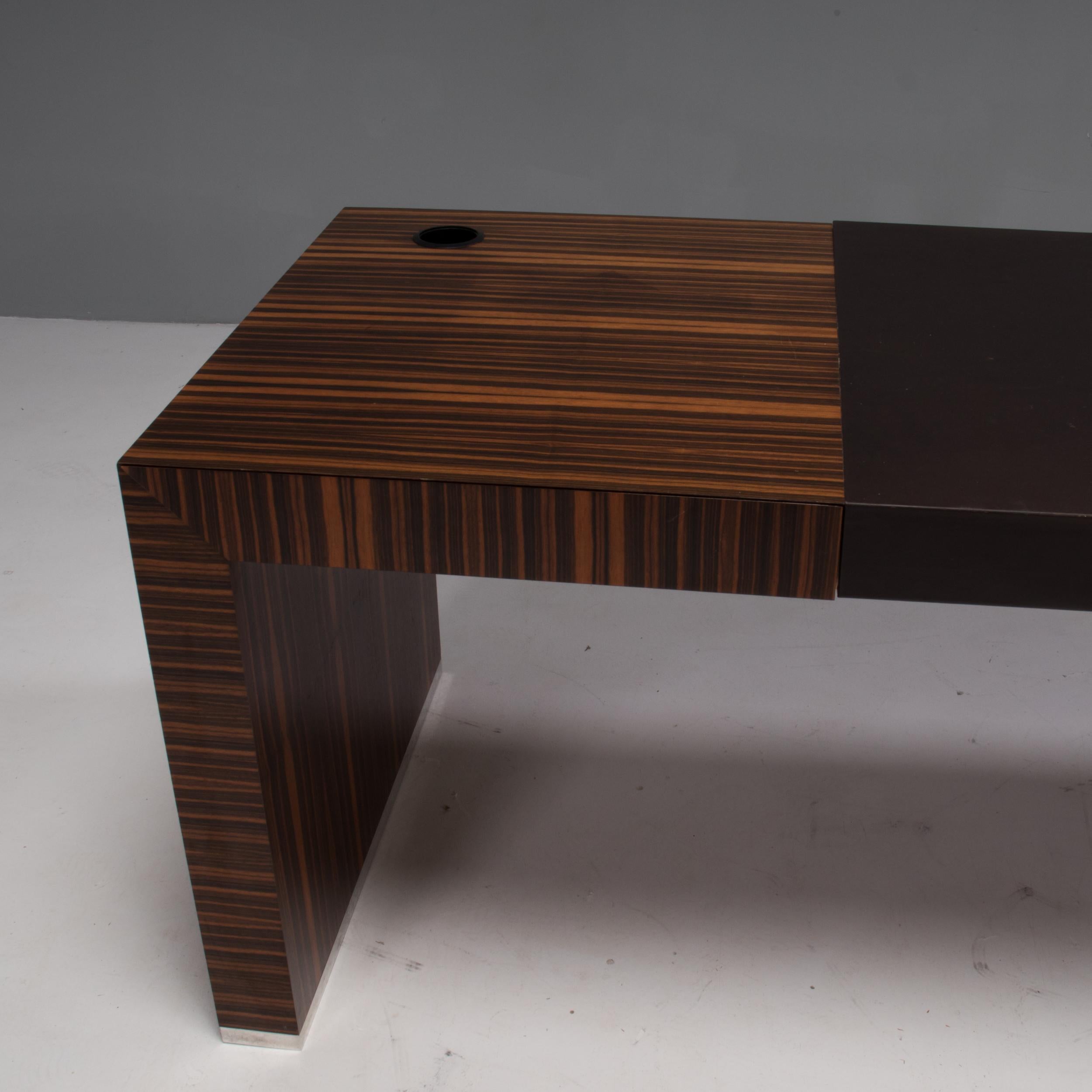 Poliform Wood & Leather Desk With Storage Units 3