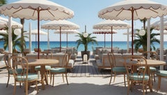 Polignano Outdoor Dining Chair with Sculptural Back and Patterned Cushion