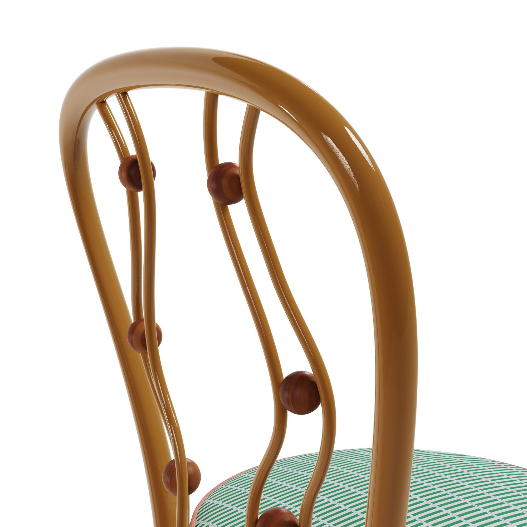 Silla de comedor de exterior Polignano con respaldo escultural y cojín estampado Moderno orgánico en venta