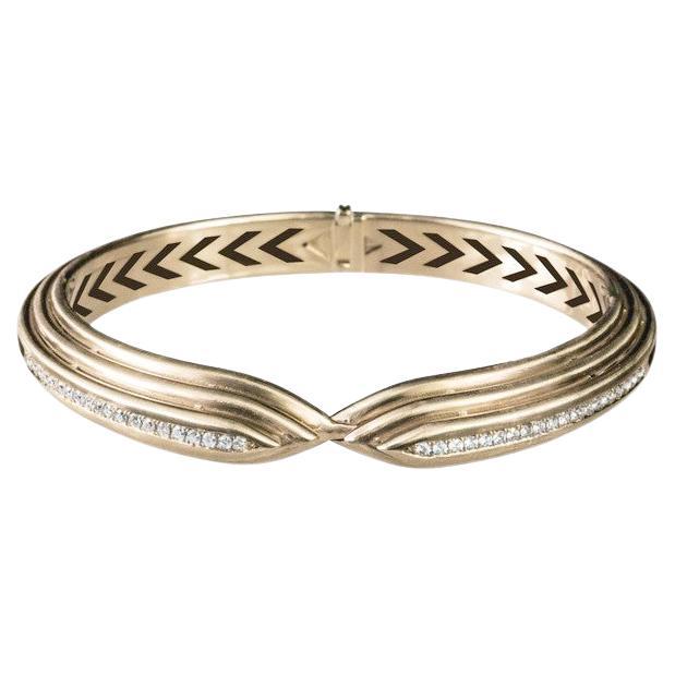 Polina Ellis Weiße Diamanten 18k Roh-Weißgold-Armband im Angebot