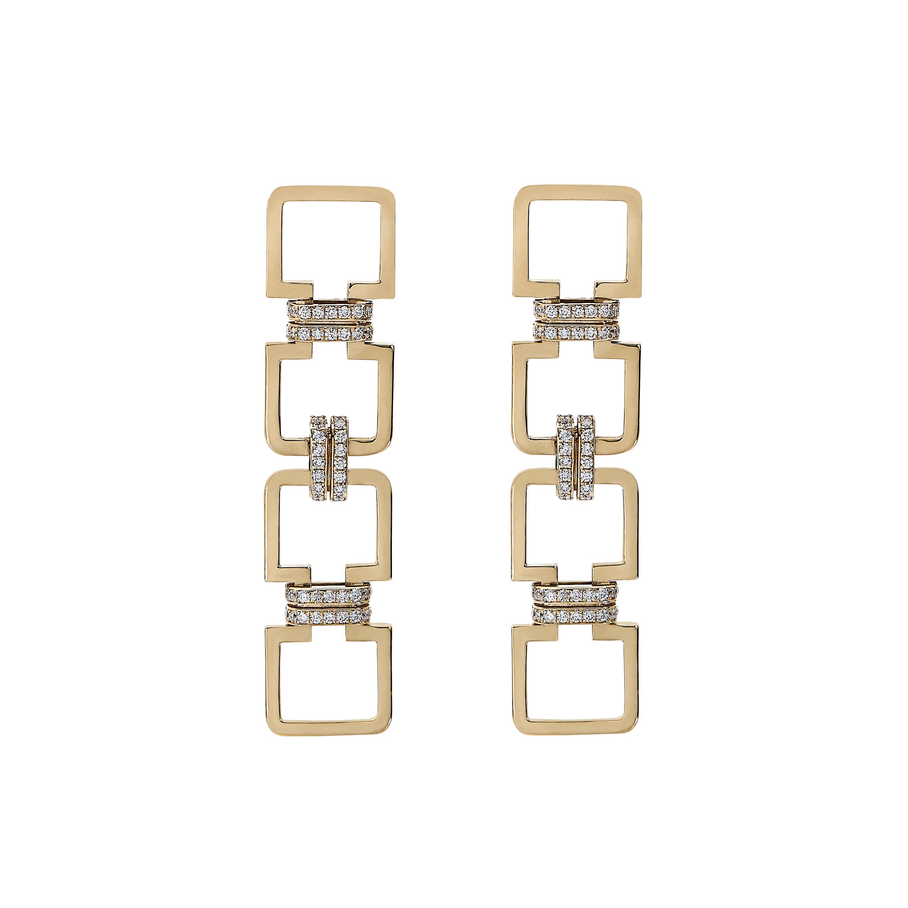 These earrings from POLINA ELLIS' ENOSIS collection are handcrafted in 18K raw white gold with 0,49ct white brilliant cut diamonds.
Length: 4,80cm
Width: 1,10cm