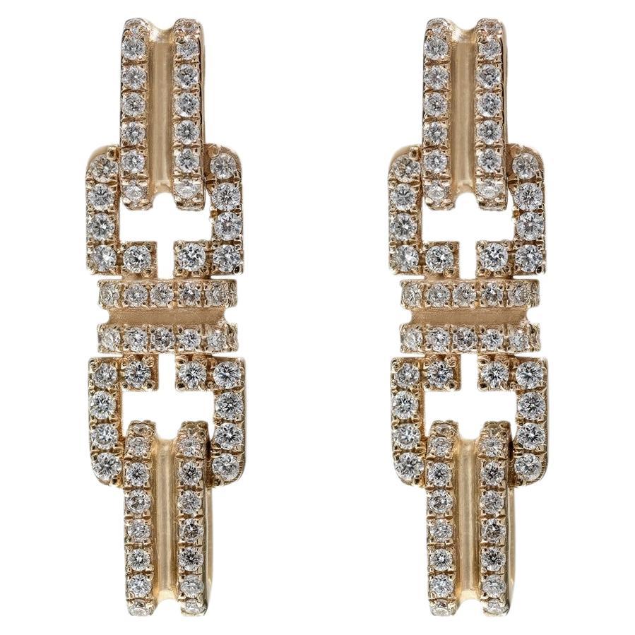Polina Ellis Boucles d'oreilles en or blanc brut 18 carats avec diamants blancs