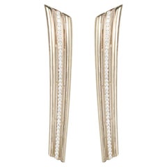 Polina Ellis Boucles d'oreilles en or blanc brut 18 carats avec diamants blancs