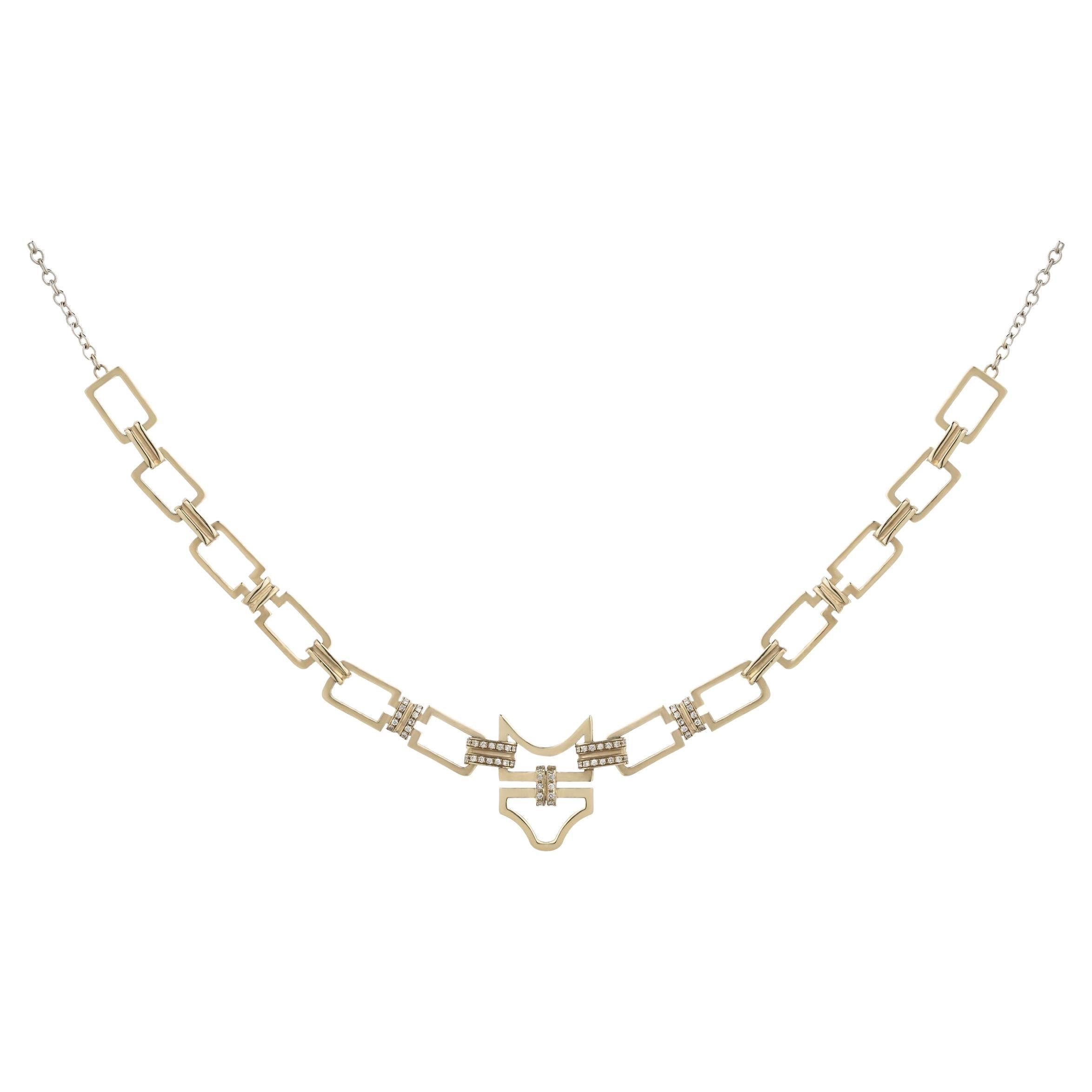 Polina Ellis White Diamonds 18k Raw White Gold Necklace For Sale
