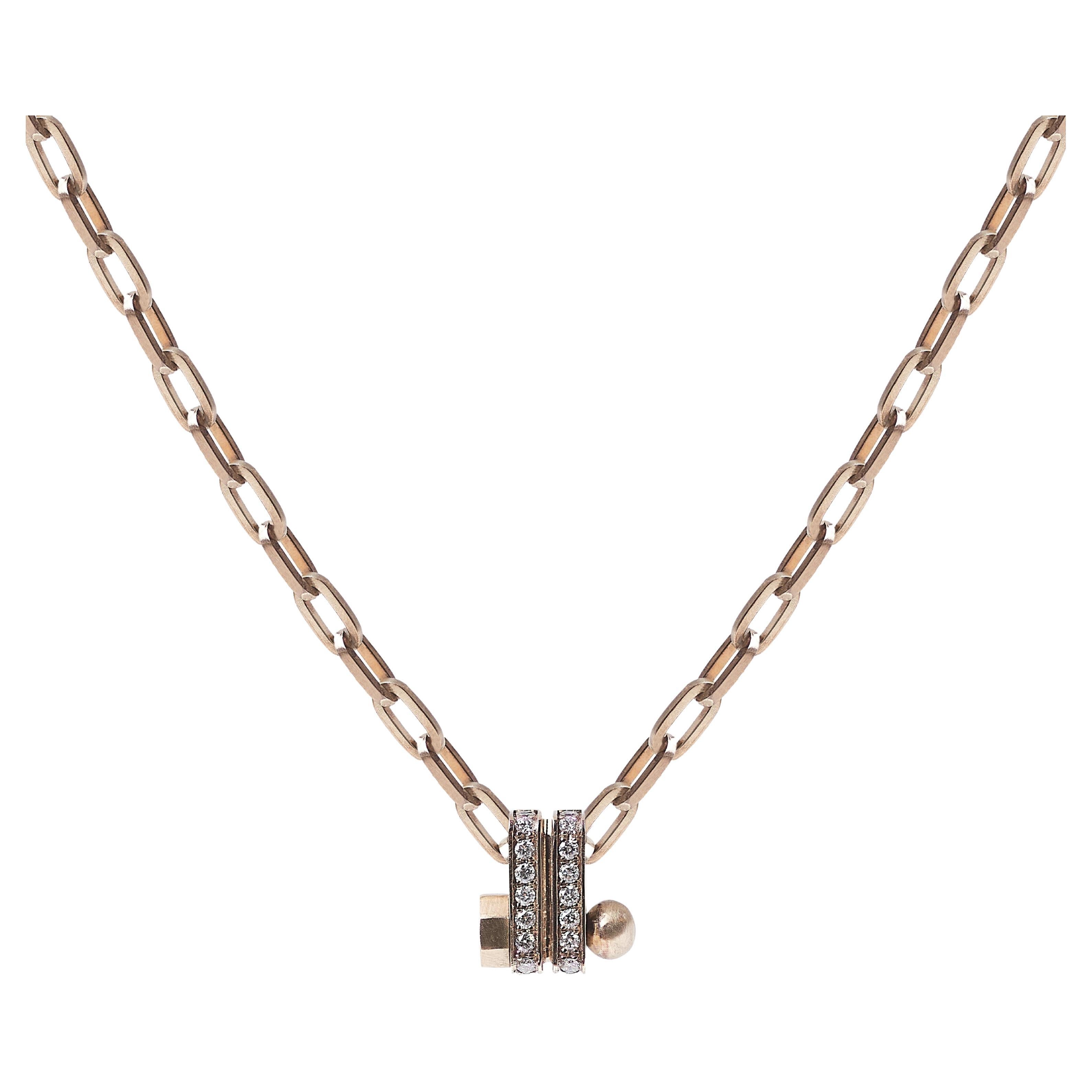 POLINA ELLIS Halskette aus 18 Karat Rohweißgold mit weißenen Diamanten