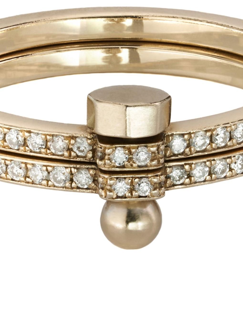 POLINA ELLIS Ring aus 18 Karat Roh-Weißgold mit weißenenen Diamanten im Zustand „Neu“ im Angebot in Κηφισιά, GR