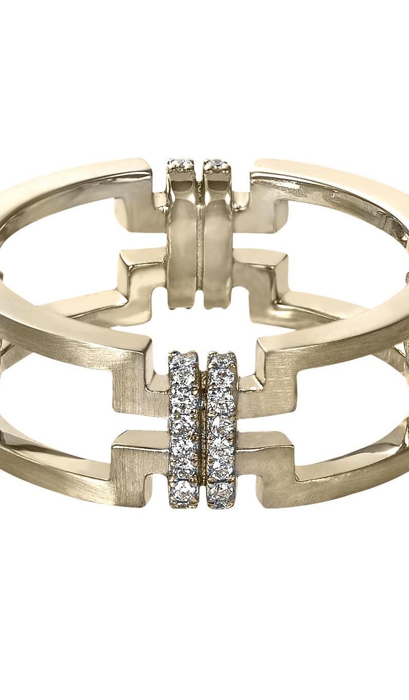 Polina Ellis White Diamonds 18k Raw White Gold Ring In New Condition For Sale In Κηφισιά, GR