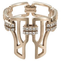 POLINA ELLIS Ring aus 18 Karat Roh-Weißgold mit weißen Diamanten
