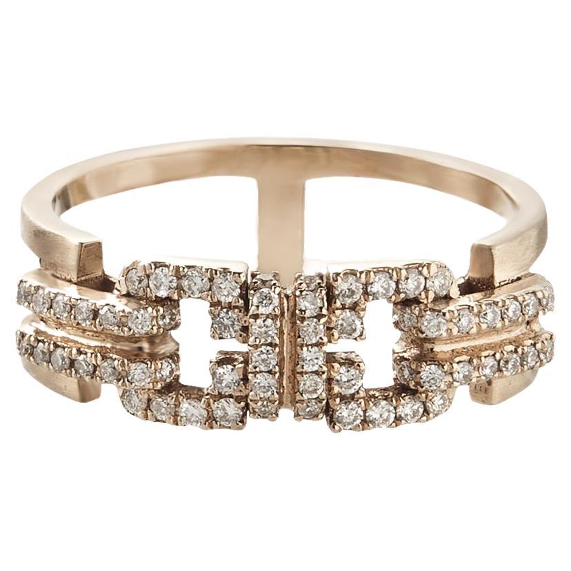 Polina Ellis White Diamonds 18k Raw White Gold Ring For Sale
