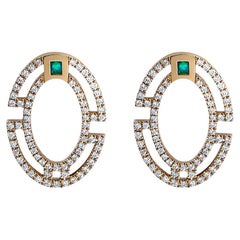 Polina Ellis White Diamonds & Emeralds 18k Raw White Gold Earrings