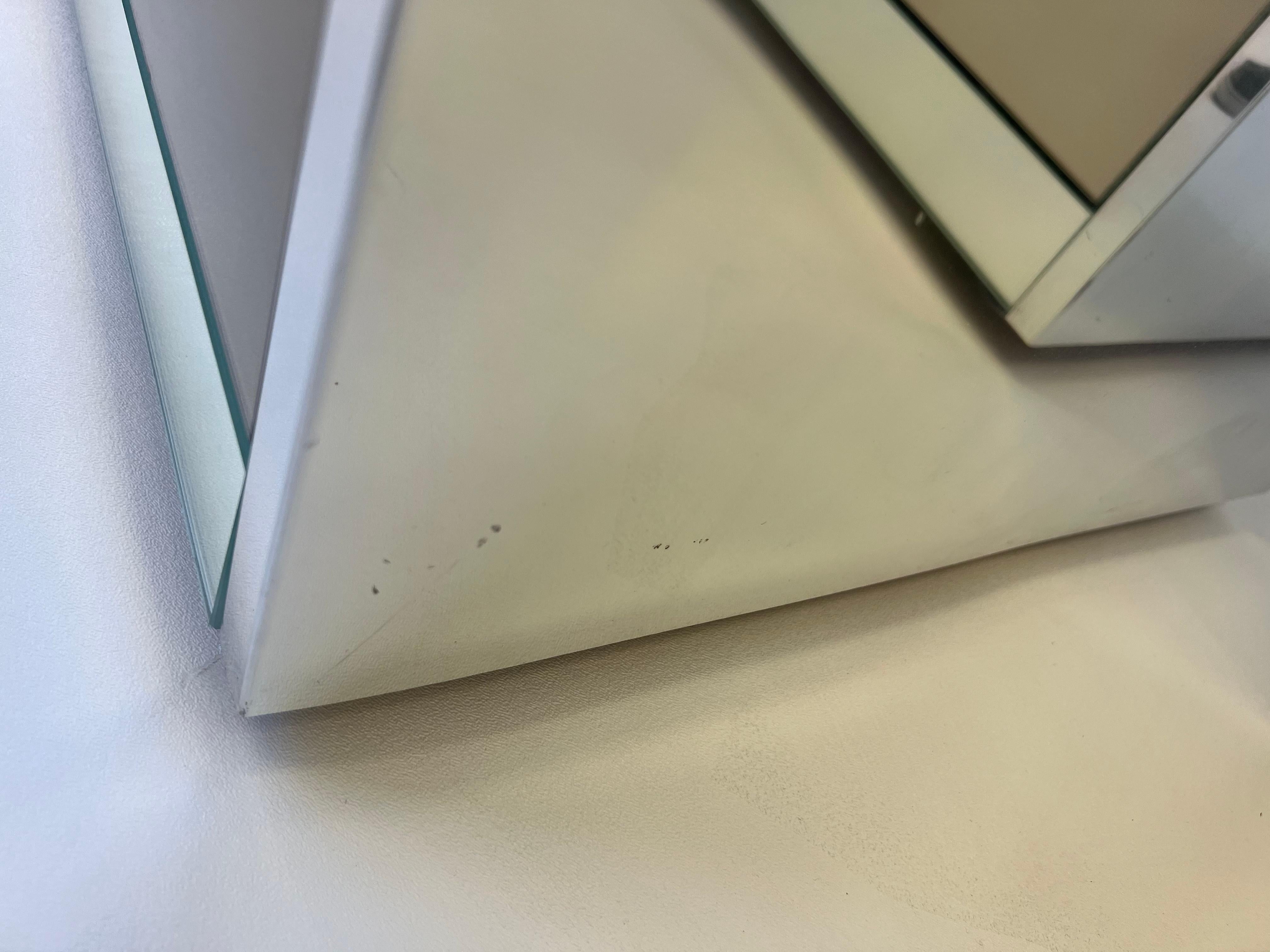 Glass Polish Aluminum and Mirror Pair of Nightstands by Ello