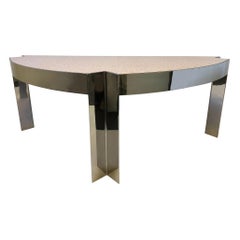 Polish Aluminum and Pink Granite Formica Desk by Leon Rosen for Pace Collection